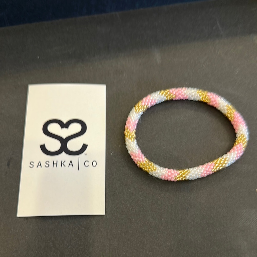Pink and Gold Woven Friendship Bracelets